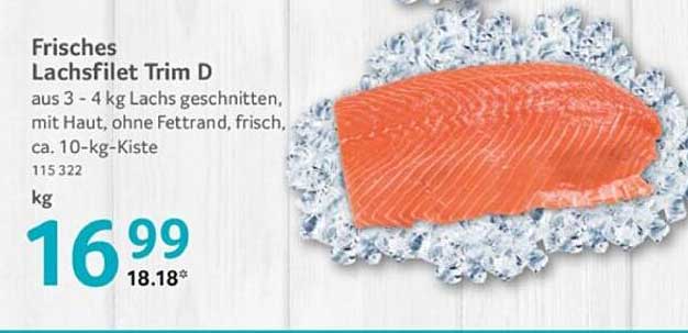 Frisches Lachsfilet Trim D aus 3 - 4 kg Lachs geschnitten
