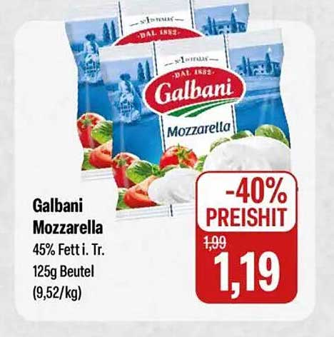 Galbani Mozzarella 45% Fett i. Tr. 125g Beutel