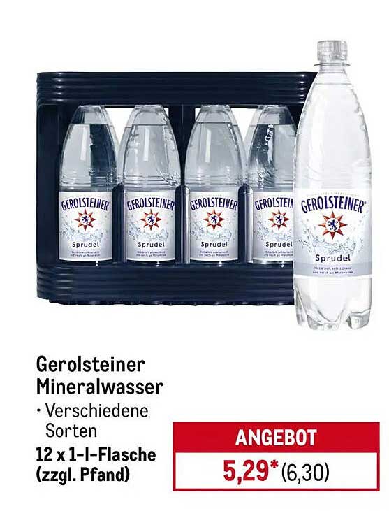 Gerolsteiner Mineralwasser 12 x 1 l-Flasche (zzgl. Pfand)