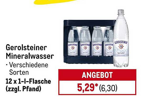 Gerolsteiner Mineralwasser - 12 x 1-Liter-Flasche (zzgl. Pfand)