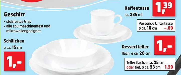 Geschirr-Set aus stoßfestem Glas - ideal für jeden Anlass