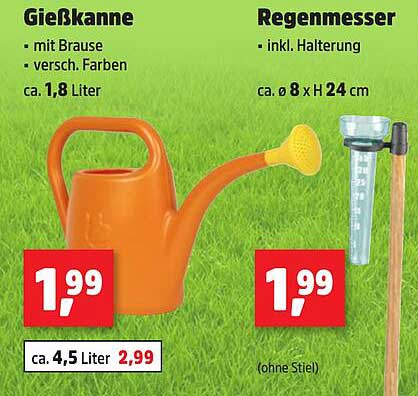 Gießkanne mit Brause und Regenmesser im Angebot