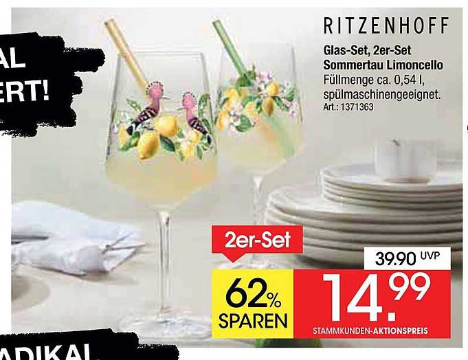 Glas-Set, 2er-Set Sommertau Limoncello