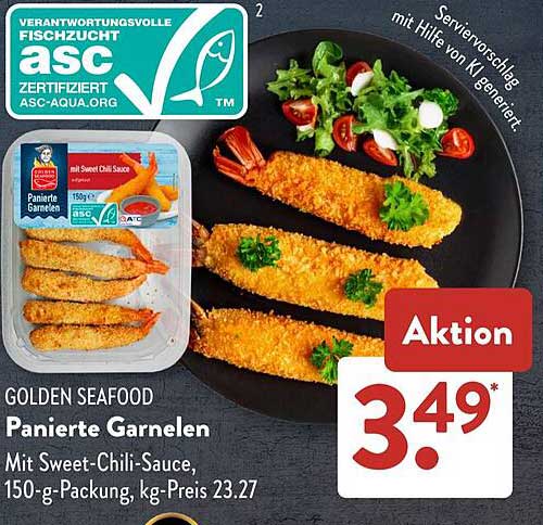 GOLDEN SEAFOOD Panierte Garnelen mit Sweet-Chili-Sauce, 150-g-Packung