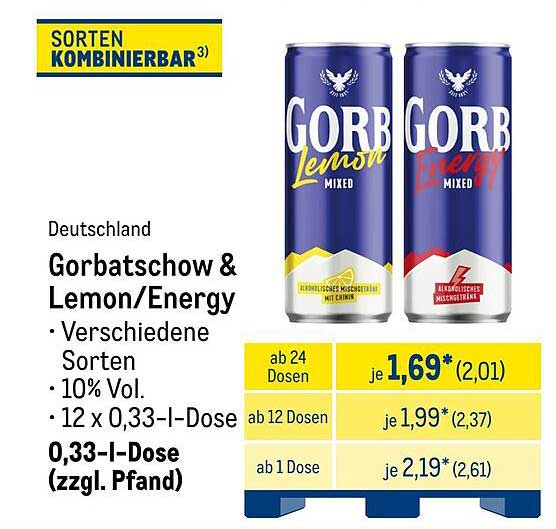 Gorbatschow & Lemon/Energy – Erfrischende Getränkevielfalt