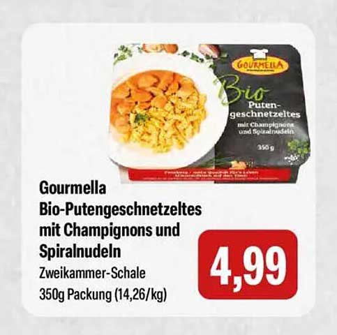 Gourmella Bio-Putengeschnetzeltes mit Champignons und Spiralnudeln