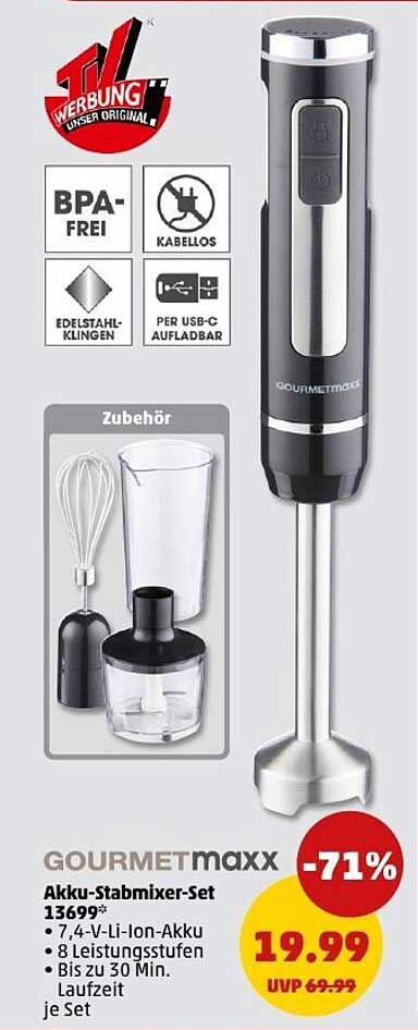 GOURMETmaxx Akku-Stabmixer-Set zum Sonderpreis