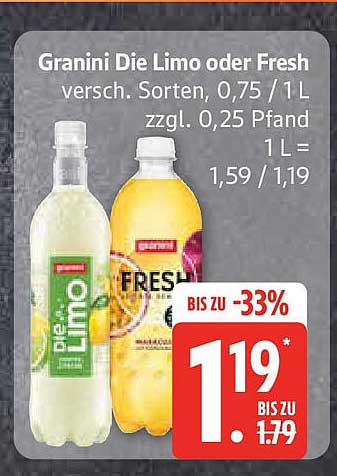 Granini Die Limo oder Fresh - verschiedene Sorten, 0,75 / 1 L