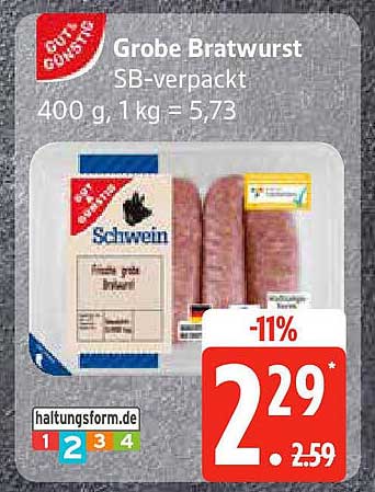 Grobe Bratwurst SB-verpackt 400 g