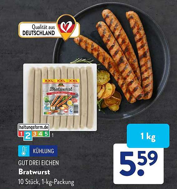 GUT DREI EICHEN Bratwurst, 10 Stück, 1-kg-Packung