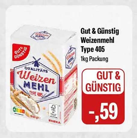 Gut & Günstig Weizenmehl Type 405 1kg Packung