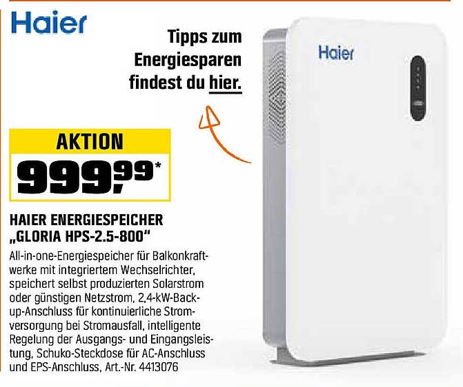 HAIER ENERGIESPEICHER „GLORIA HPS-2.5-800“