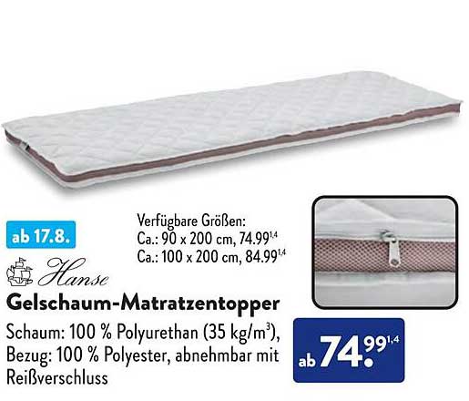 Hanse Gelschaummatratzentopper