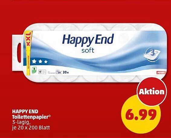 HAPPY END Toilettenpapier 3-lagig, je 20 x 200 Blatt