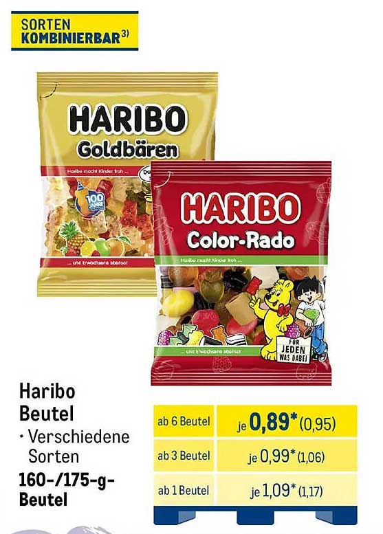 Haribo Beutel - Verschiedene Sorten 160-/175-g-Beutel
