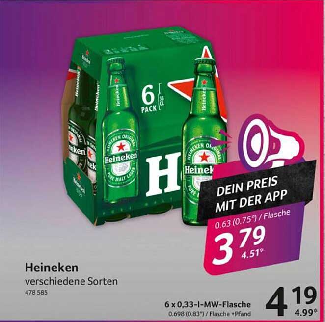 Heineken 6er-Pack Flaschen, verschiedene Sorten