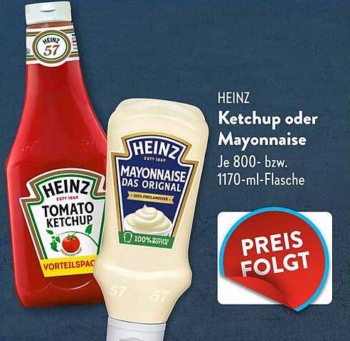 HEINZ Ketchup oder Mayonnaise - Je 800- bzw. 1170-ml-Flasche