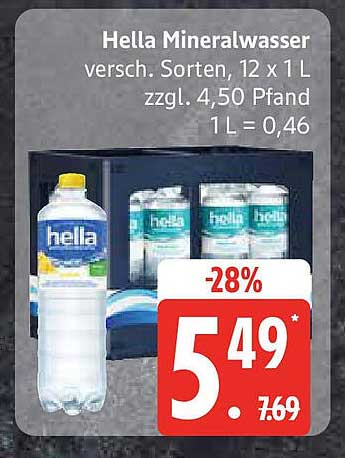 Hella Mineralwasser, 12 x 1 L - frisch und köstlich!