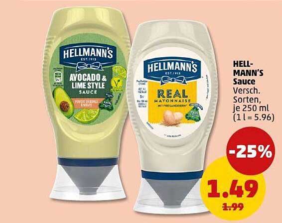 HELLMANN'S Sauce Versch. Sorten, je 250 ml