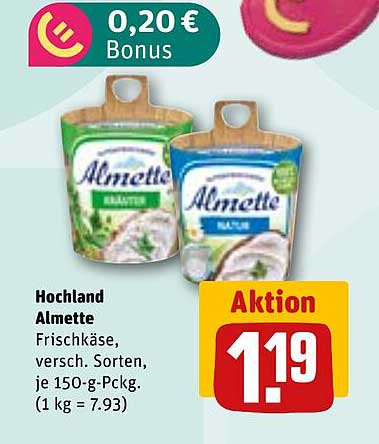 Hochland Almette Frischkäse, verschiedene Sorten, je 150-g-Pckg.
