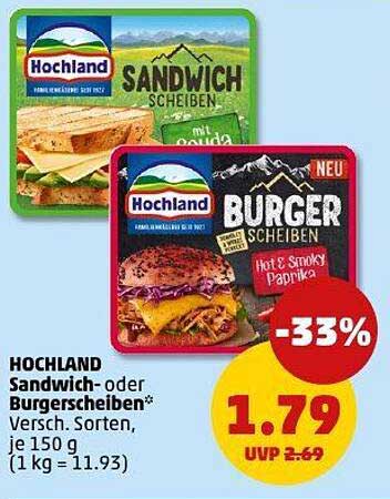 Hochland Sandwich- oder Burgerscheiben, 150 g, Verschiedene Sorten