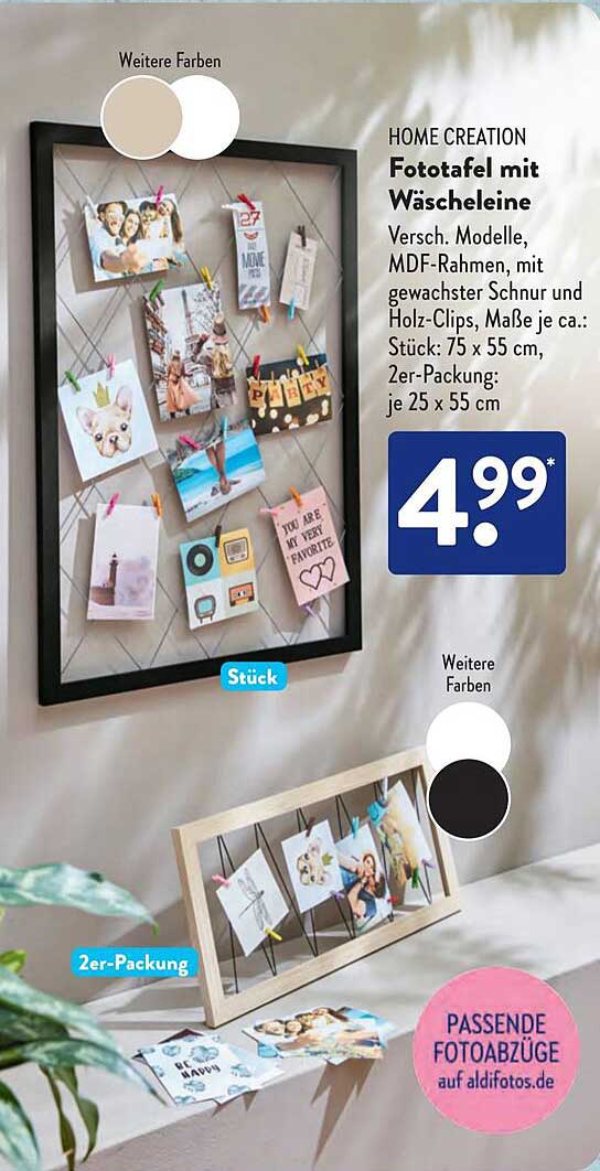 HOME CREATION Fototafel mit Wäscheleine