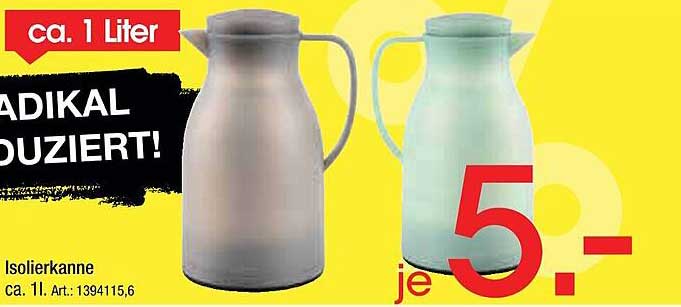 Isolierkanne ca. 1 Liter - RADIKAL REDUZIERT!