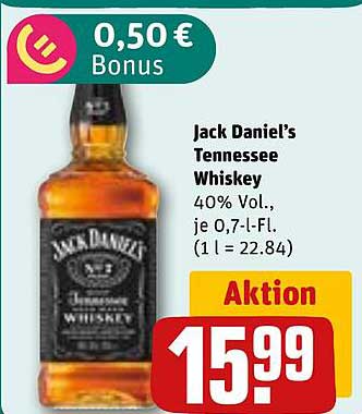 Jack Daniel's Tennessee Whiskey 40% Vol., je 0,7 l Flasche