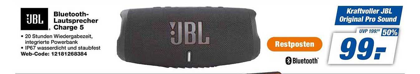 JBL Bluetooth-Lautsprecher Charge 5