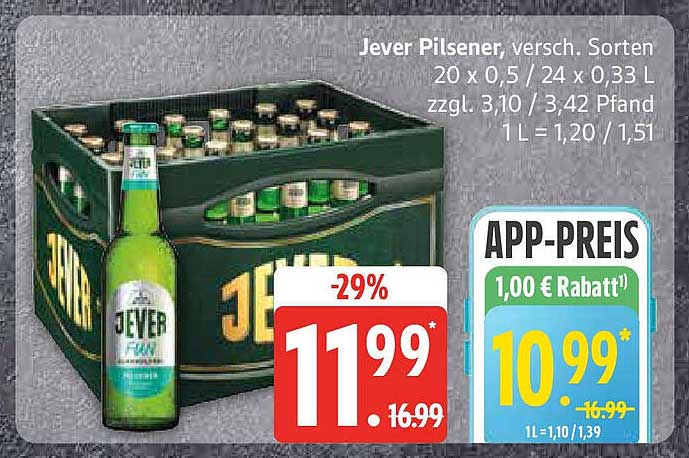 Jever Pilsener, verschieden Sorten 20 x 0,5 L / 24 x 0,33 L