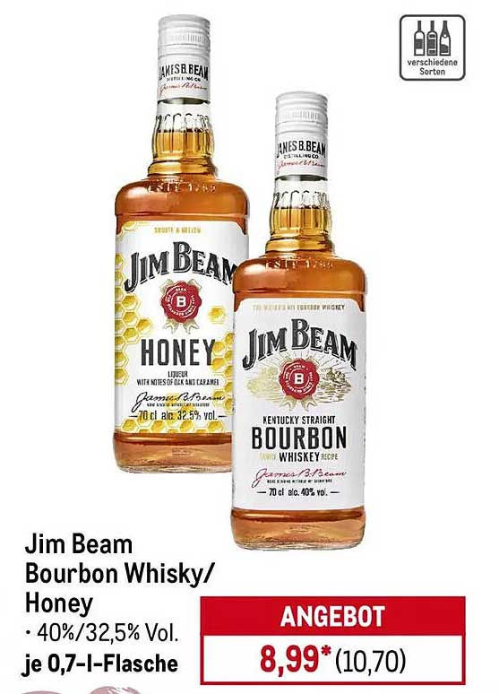 Jim Beam Bourbon Whisky/Honey - 0,7 l-Flasche