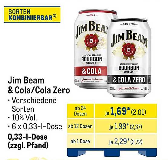 Jim Beam & Cola/Cola Zero - Verschiedene Sorten