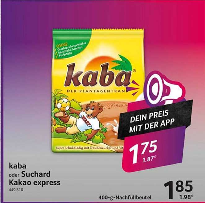 kaba oder Suchard Kakao express 400-g-Nachfüllbeutel
