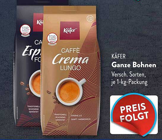 KÄFER Ganze Bohnen - Verschiedene Sorten, je 1-kg-Packung