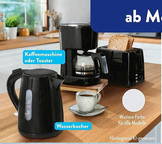 Kaffeemaschine oder Toaster und Wasserkocher