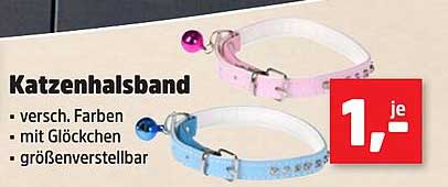 Katzenhalsband - verschiedene Farben mit Glöckchen
