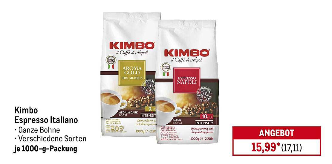 Kimbo Espresso Italiano je 1000-g-Packung