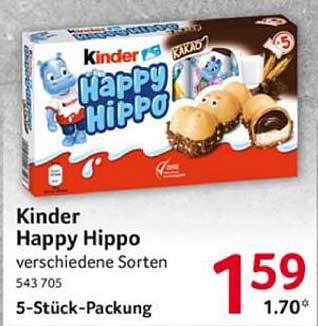Kinder Happy Hippo verschiedene Sorten 5 Stück-Packung