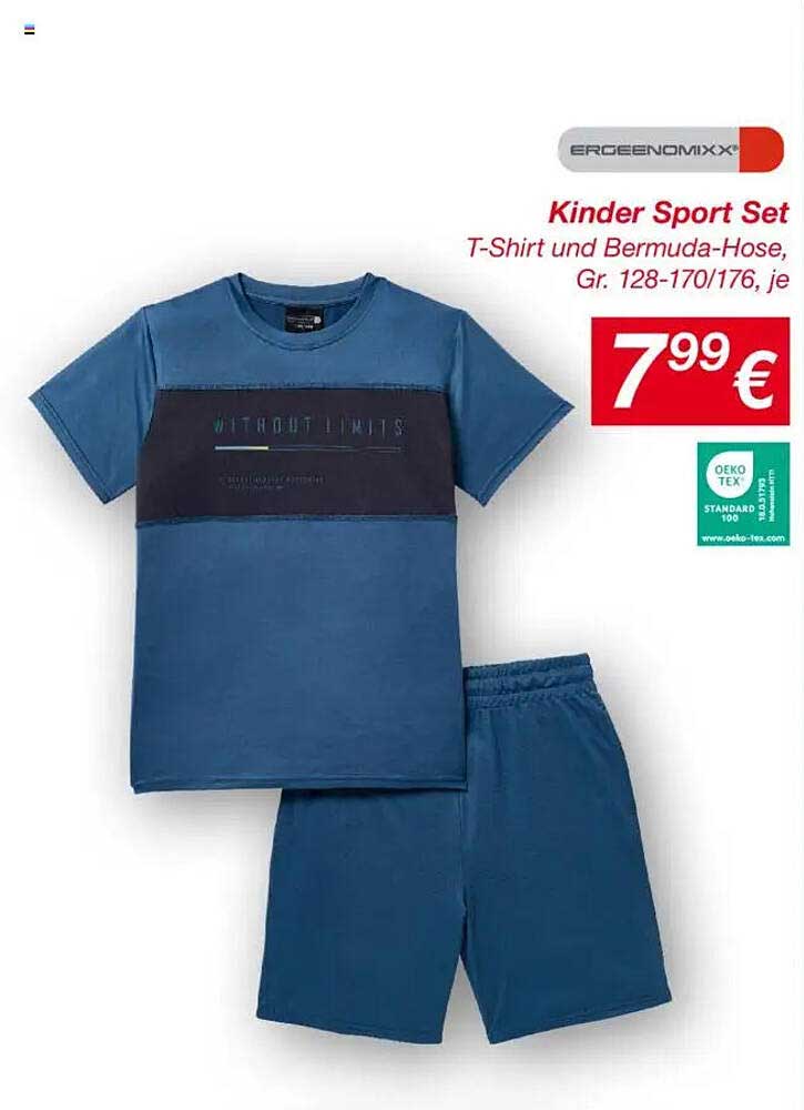 Kinder Sport Set T-Shirt und Bermuda-Hose, Gr. 128-170/176, je
