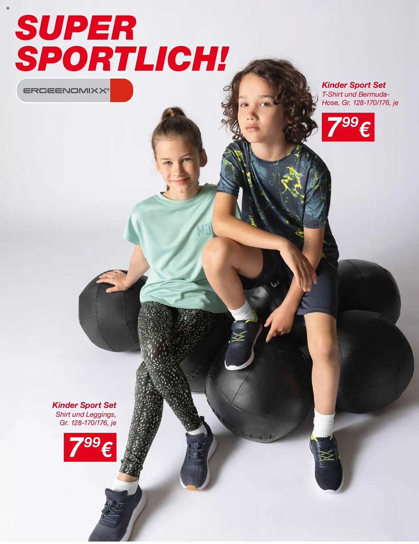 Kinder Sport Set - T-Shirt und Bermuda-Hose, Größe 128-170/176, je 7,99 €
