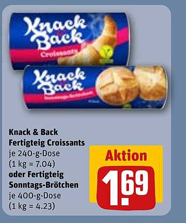 Knack & Back Fertigteig Croissants oder Sonntag-Brötchen