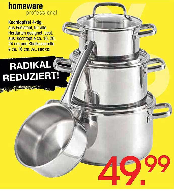 Kochtopfset 4-tlg. aus Edelstahl