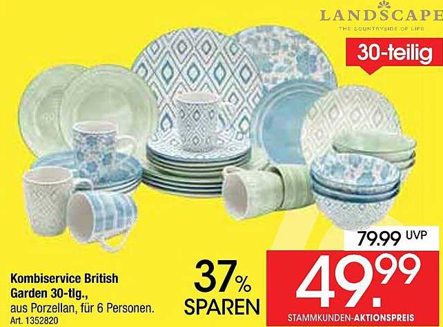 Kombiservice British Garden 30-tlg., aus Porzellan, für 6 Personen.