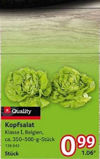 Kopfsalat Klasse I, Belgien, ca. 350-500 g-Stück