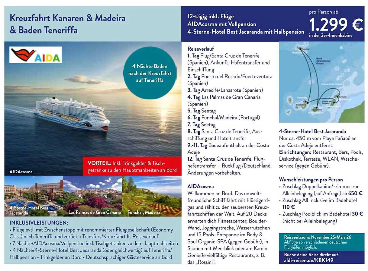Kreuzfahrt Kanaren & Madeira & Baden Teneriffa