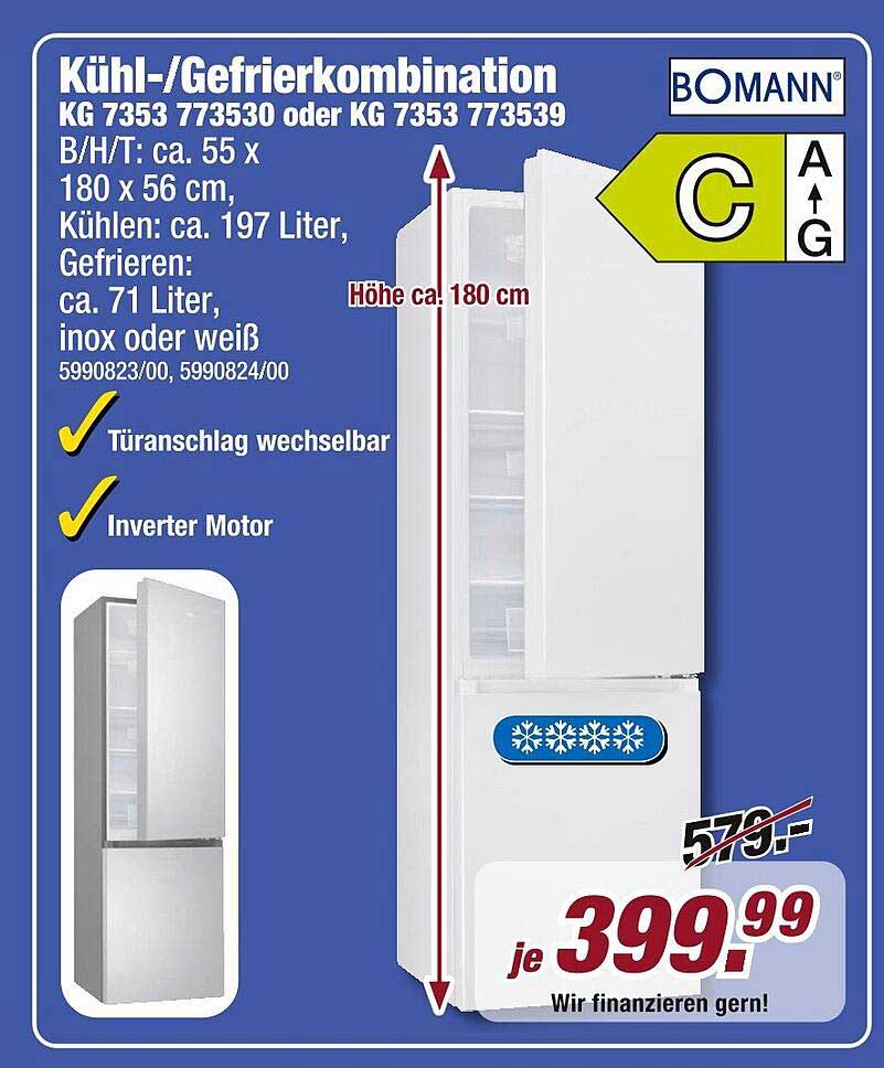 Kühl-/Gefrierkombination BOMANN KG 7353 773530 oder KG 7353 773539