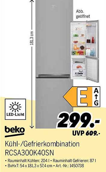 Kühl-/Gefrierkombination RCSA300K40SN von Beko