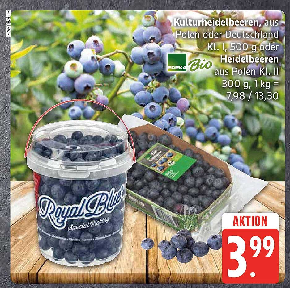 Kulturheidelbeeren, aus Polen oder Deutschland, 500 g oder 300 g aus Polen - Aktion 3,99