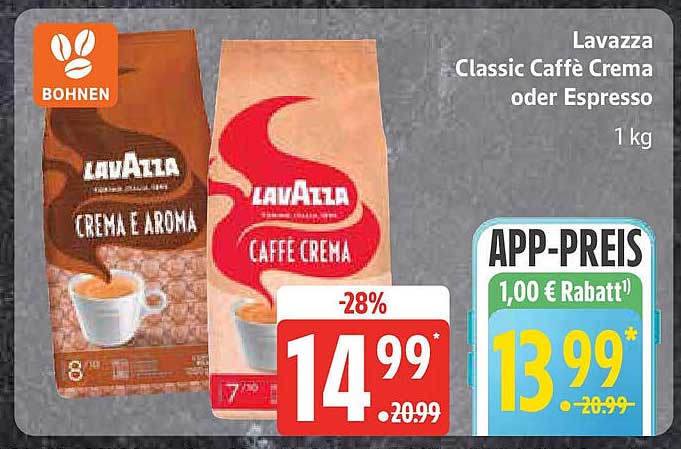 Lavazza Classic Caffè Crema oder Espresso 1 kg