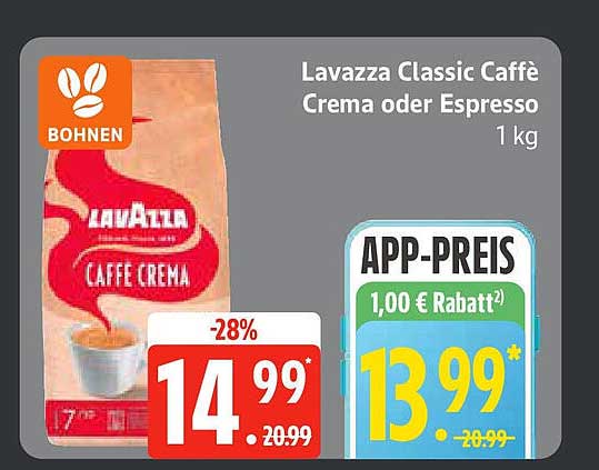 Lavazza Classic Caffè Crema oder Espresso 1 kg